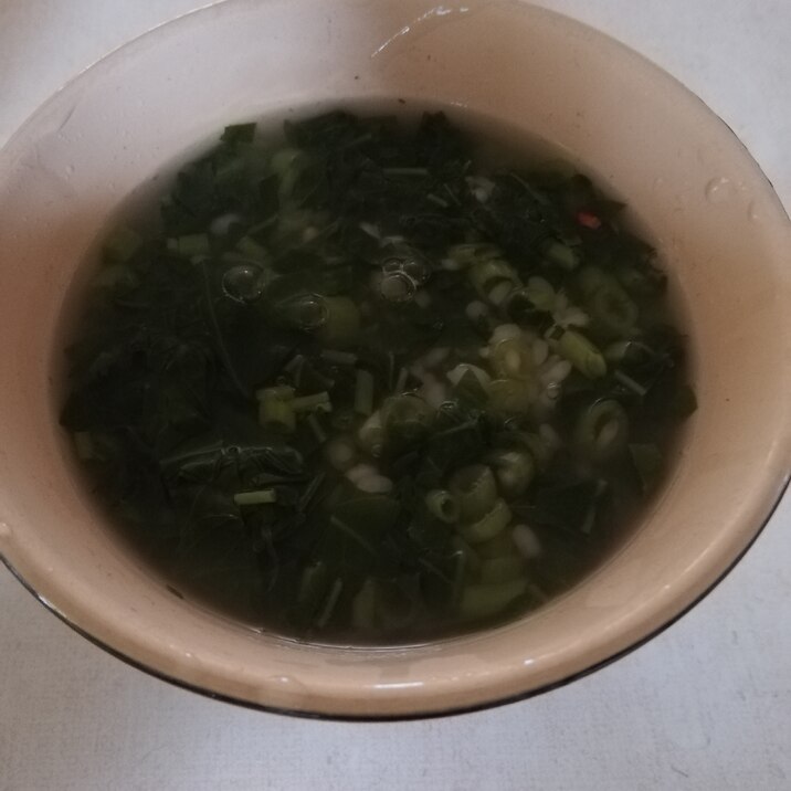 空芯菜と雑穀のスープ